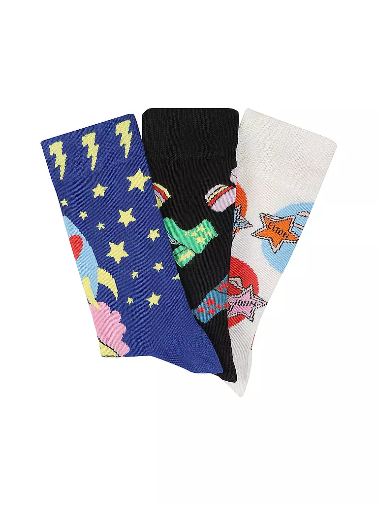 HAPPY SOCKS | Damen Socken ELTON JOHN 3er Pkg. 36-40 black | Noir