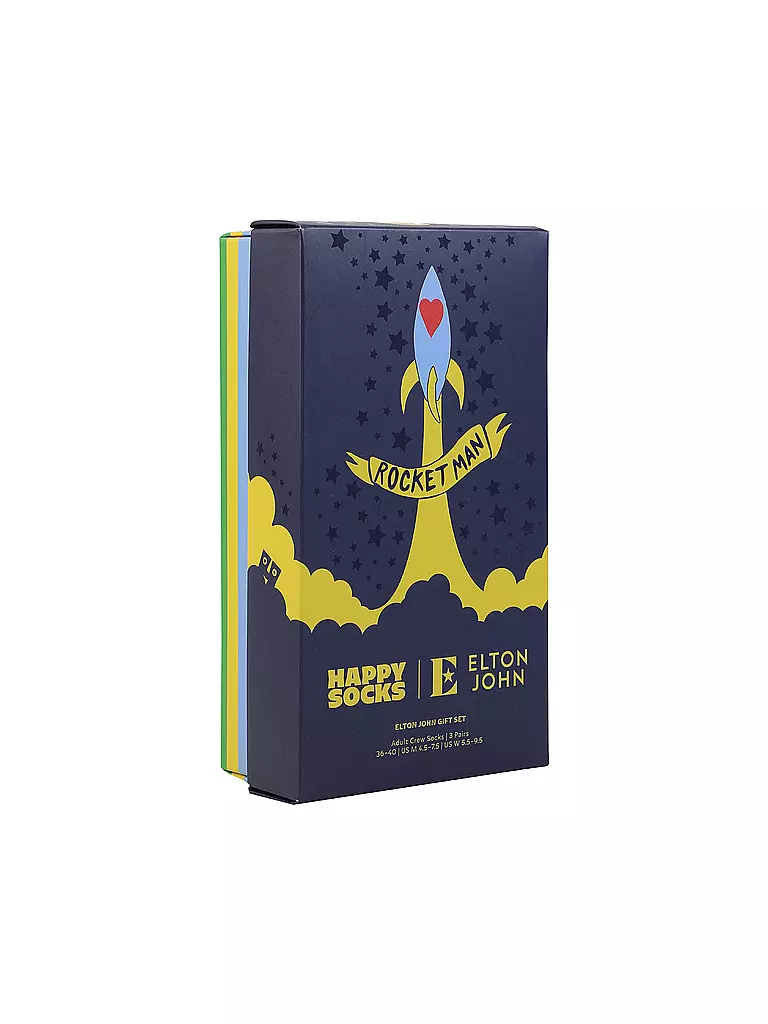 HAPPY SOCKS | Damen Socken ELTON JOHN 3er Pkg. 36-40 black | Noir