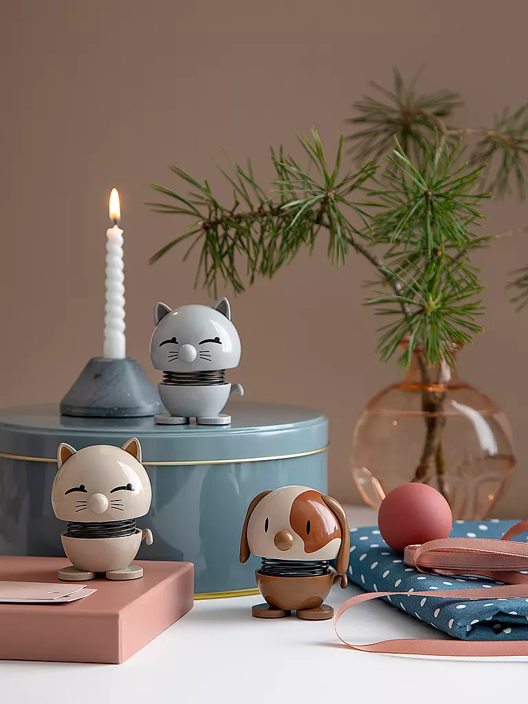 HOPTIMIST | Figurine décorative Chat 7,3cm Gris clair | 