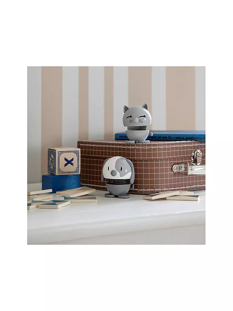 HOPTIMIST | Figurine décorative Chat 7,3cm Gris clair | 