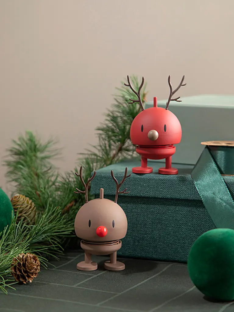 HOPTIMIST | Figurine décorative Renne Doux Bumble 9,5cm Berry | Rouge