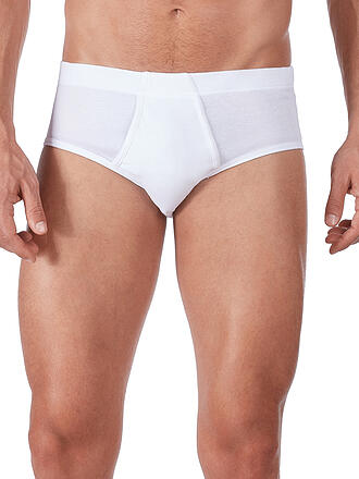 HUBER | Slip avec ouverture 2 pièces "Duo Line" en maille côtelée (blanc)