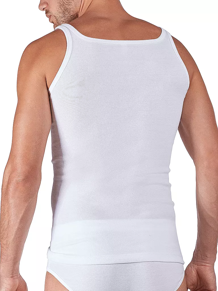 HUBER | Débardeur - Maillot de corps, lot de 2 "Duo Line" en côtes fines (Blanc) | 