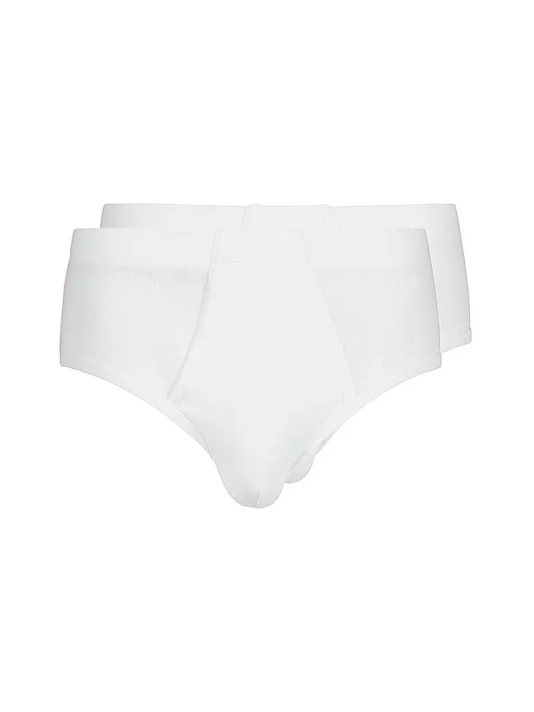 HUBER | Slip avec ouverture 2 pièces "Duo Line" en maille côtelée (blanc) | weiss