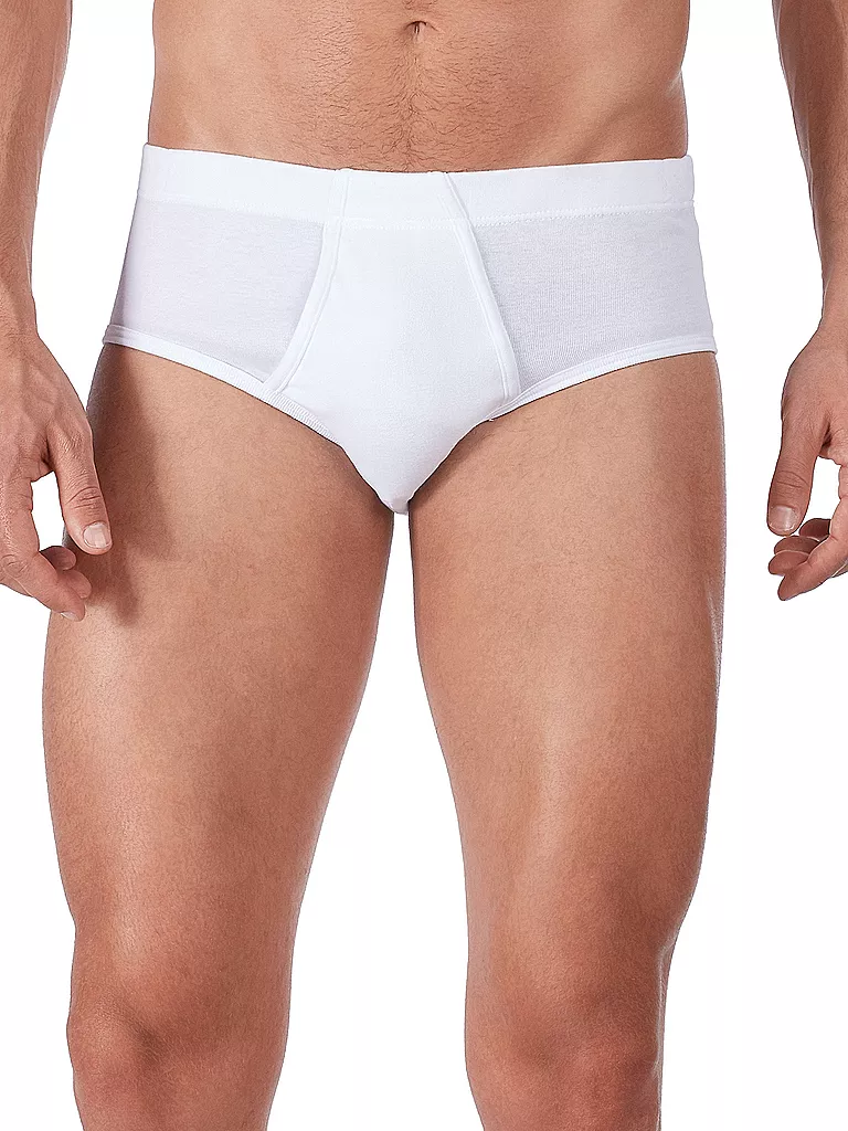 HUBER | Slip avec ouverture 2 pièces "Duo Line" en maille côtelée (blanc) | weiss