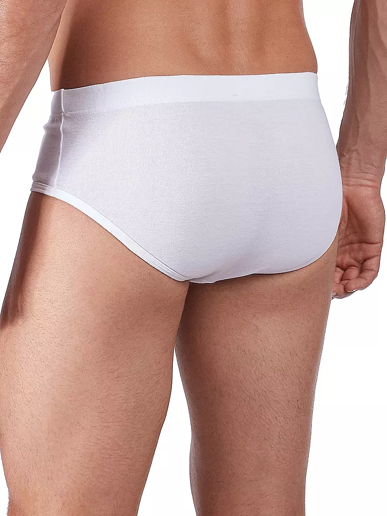 HUBER | Slip avec ouverture 2 pièces "Duo Line" en maille côtelée (blanc) | 