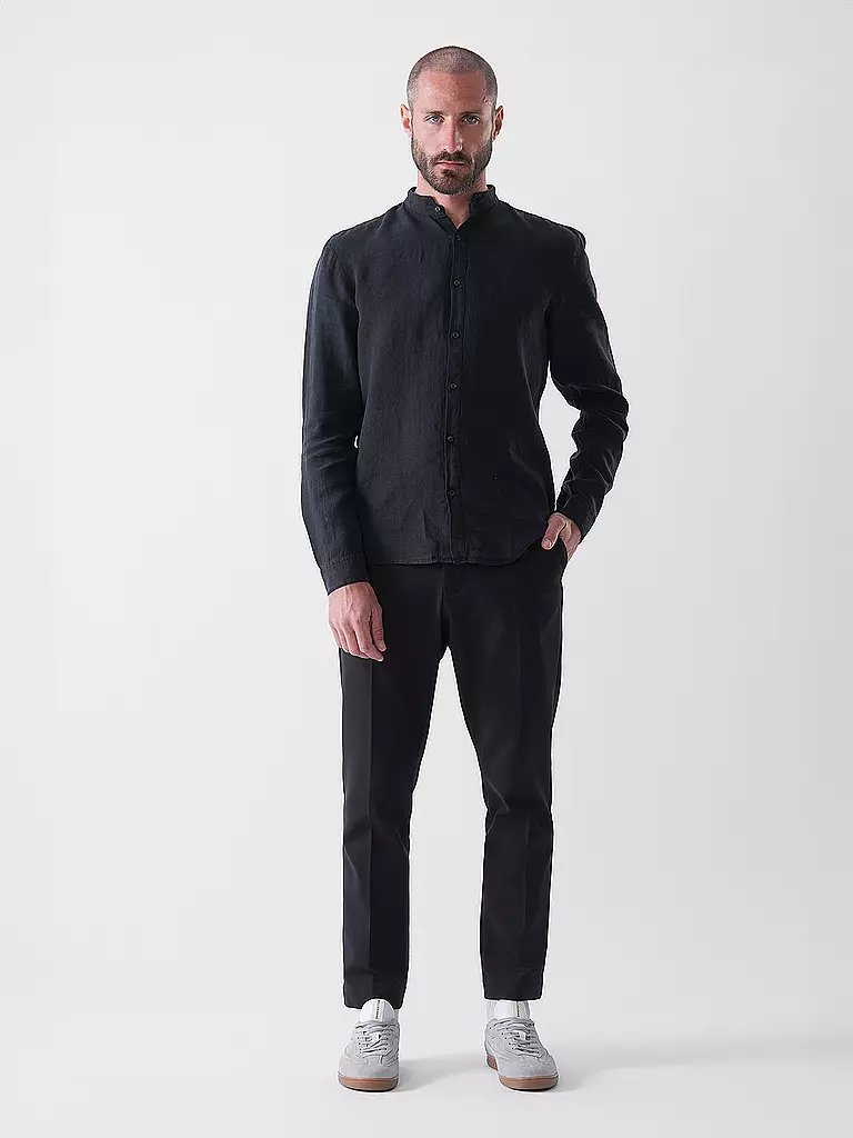 HUGO | Chemise en lin coupe slim ELVORY | Noir