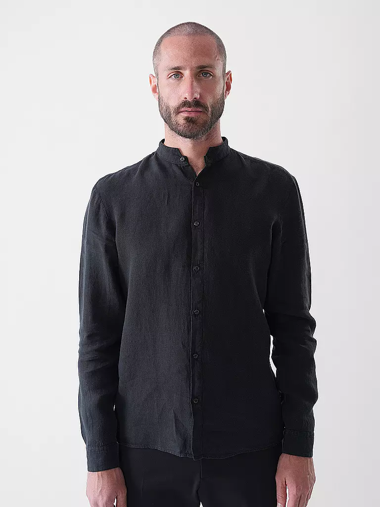 HUGO | Chemise en lin coupe slim ELVORY | Noir