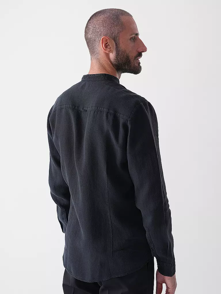HUGO | Chemise en lin coupe slim ELVORY | Noir