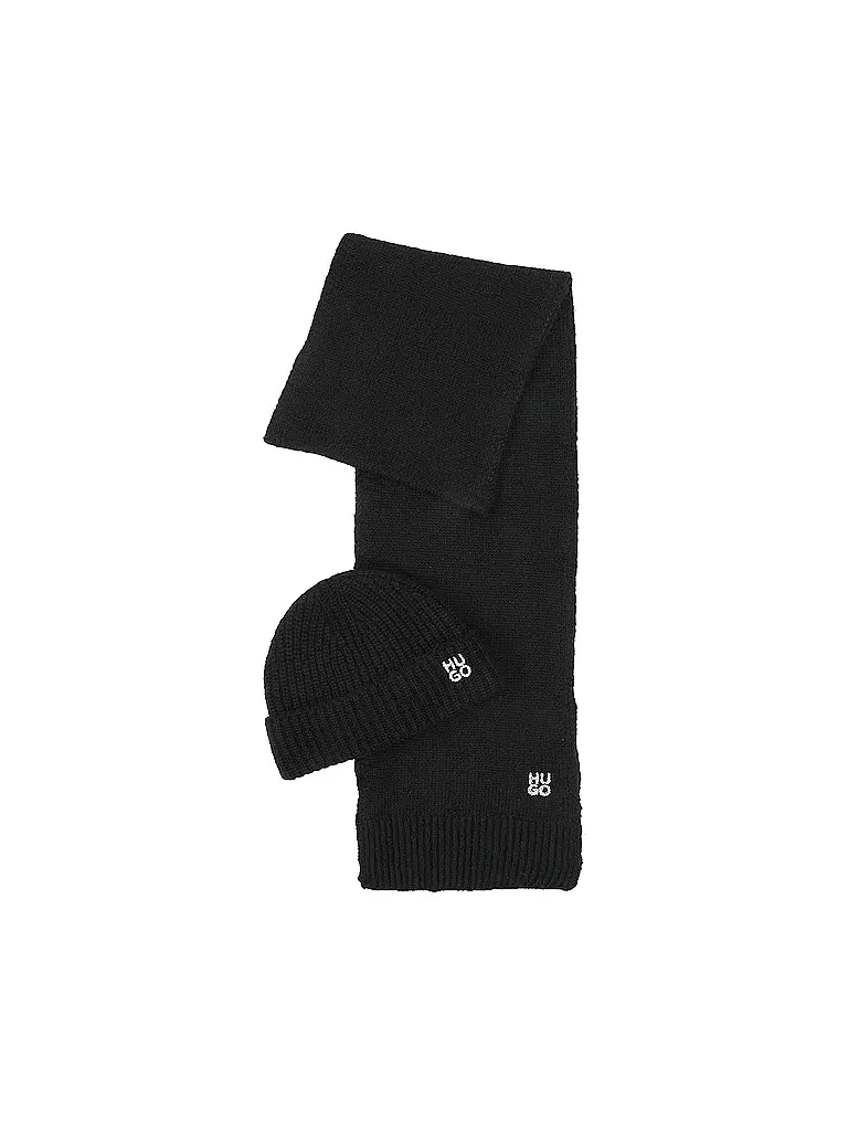 HUGO | Coffret cadeau bonnet et écharpe SARMI | schwarz