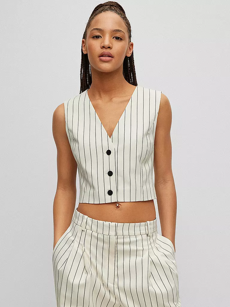 HUGO | Gilet AURIS STRIPE | Crème