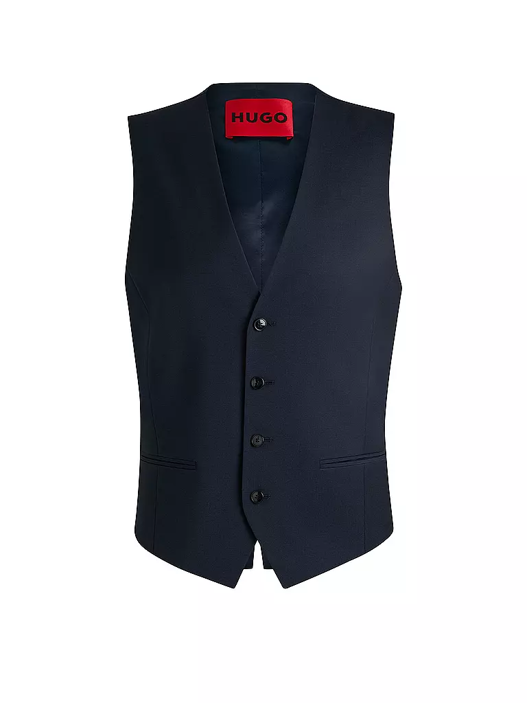 HUGO | Gilet de costume VINM204
Marque : HUGO
Couleur : bleu foncé
Catégories : Mode, Hommes

Longueur des manches : sans manches
Encolure : Col en V
Matière : Laine vierge, Stretch
Motif : Uni
Coupe (vêtements d'extérieur) : Regular
Style : Pure, Tendance | Bleu foncé