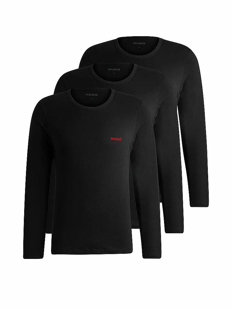 HUGO | Langarmshirt Lot de 3 noir | Noir