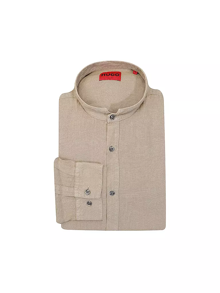 HUGO | Leinenhemd Slim Fit ELVORY  | Marron