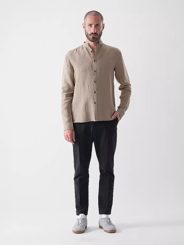 HUGO | Leinenhemd Slim Fit ELVORY  | Marron