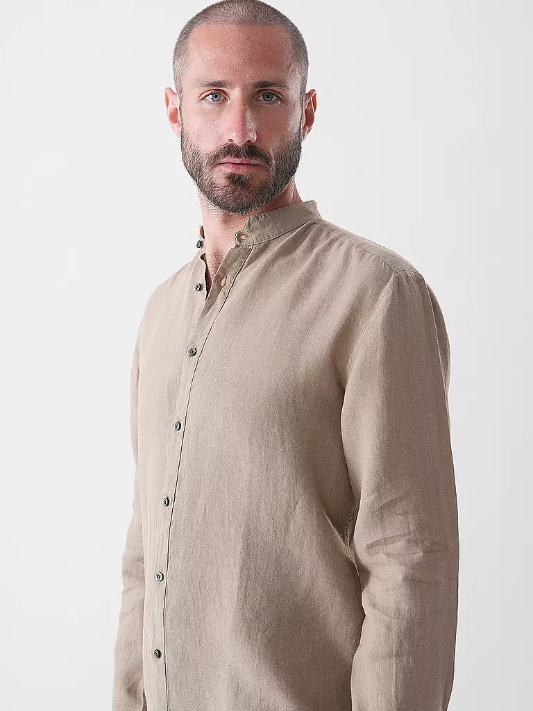 HUGO | Leinenhemd Slim Fit ELVORY  | Marron