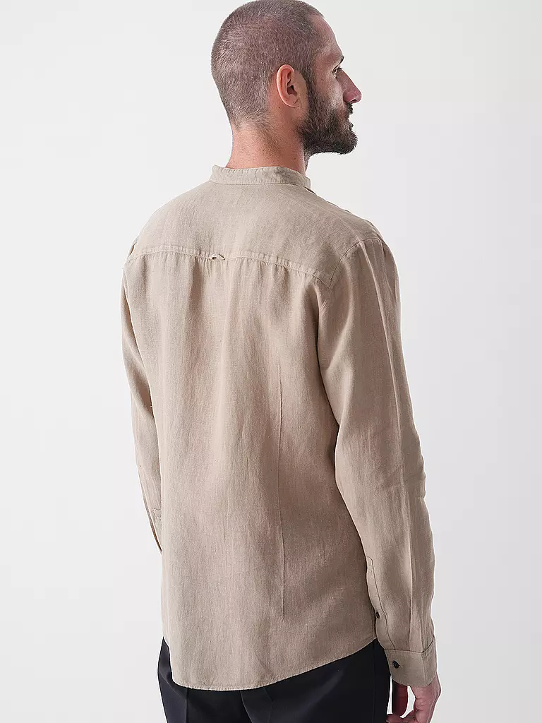 HUGO | Leinenhemd Slim Fit ELVORY  | Marron
