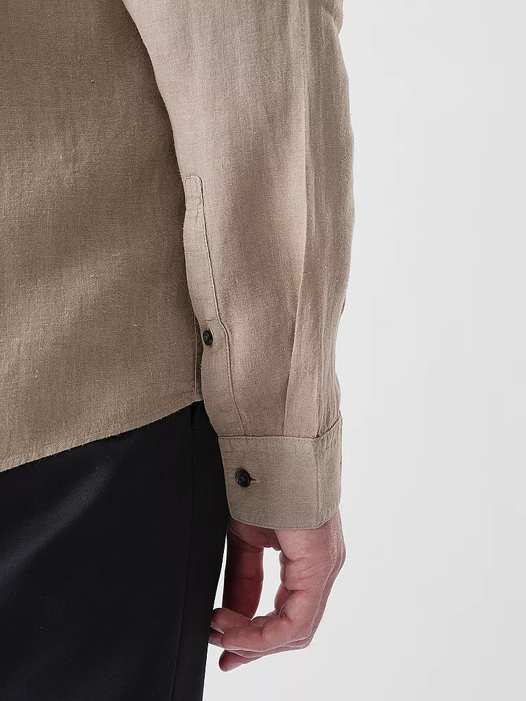 HUGO | Leinenhemd Slim Fit ELVORY  | Marron