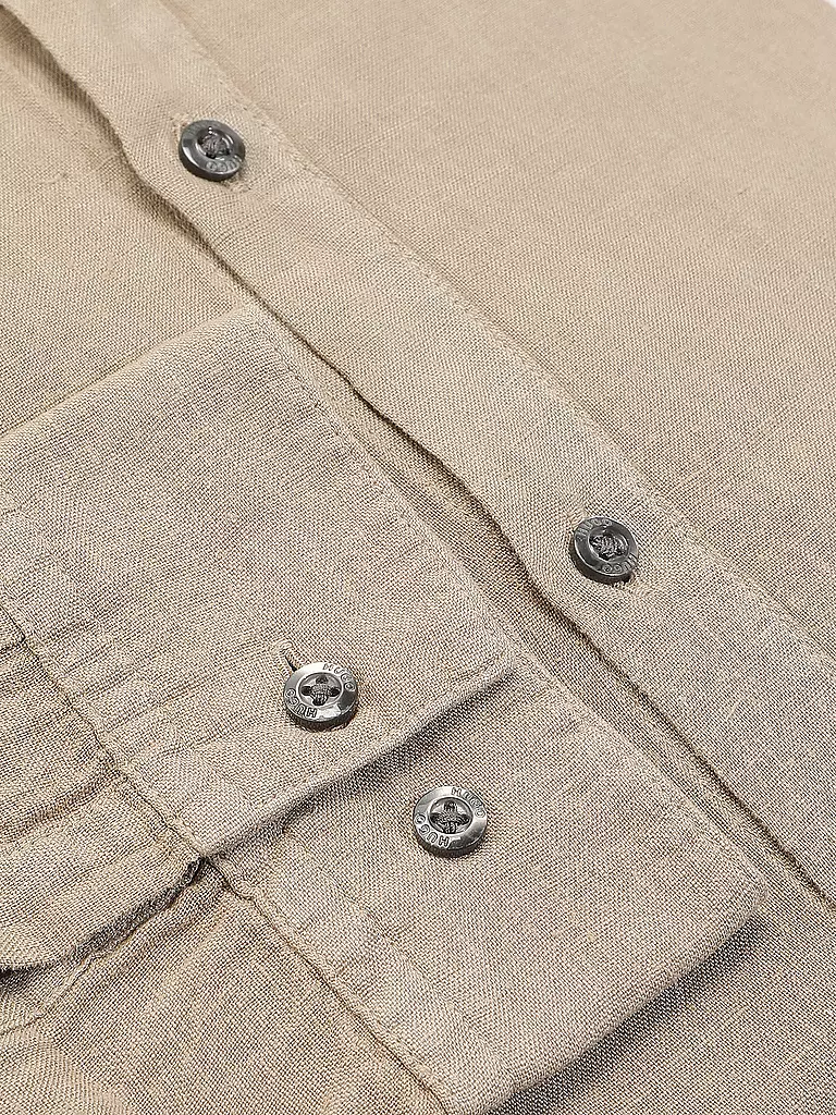 HUGO | Leinenhemd Slim Fit ELVORY  | Marron