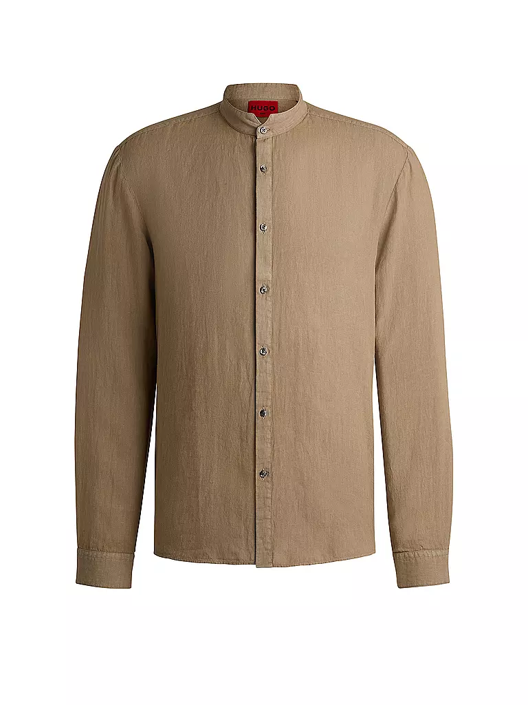 HUGO | Leinenhemd Slim Fit ELVORY  | Marron