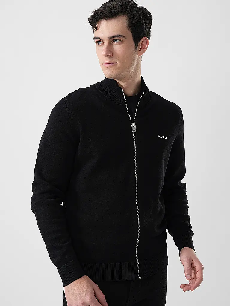 HUGO | Nom du produit: Cardigan en tricot pour hommes SAN JACOMO-C | Noir