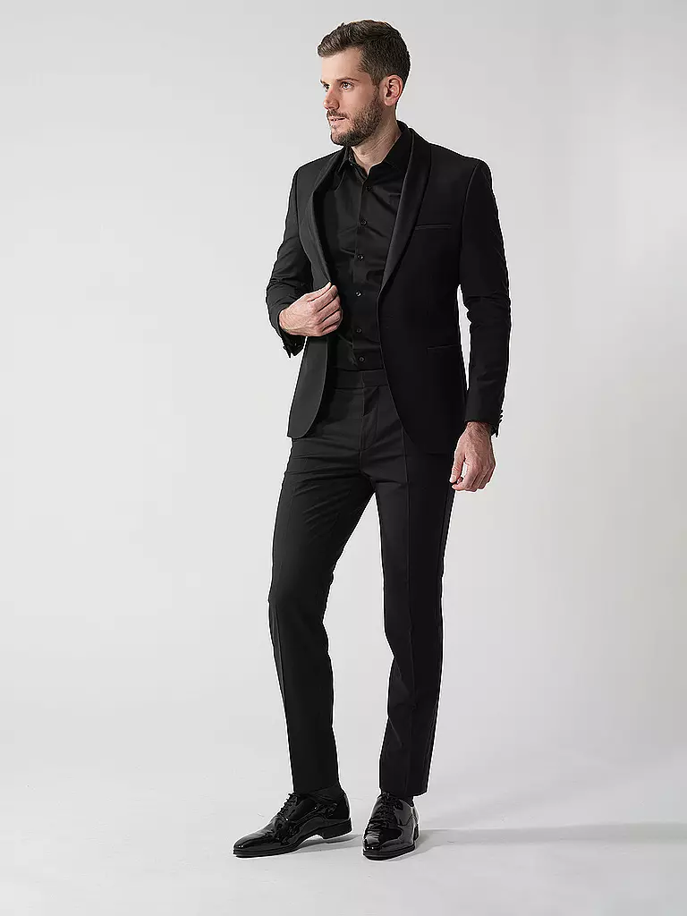HUGO | Pantalon de costume de smoking slim fit HESTEN224E1X | schwarz