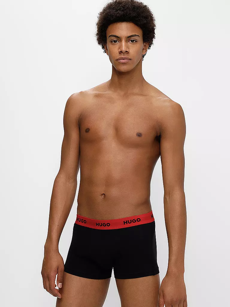 HUGO | Pantalons lot de 3 noir olive rouge | schwarz