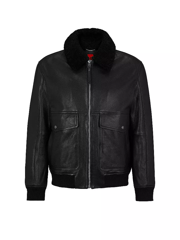 HUGO | Veste en cuir LADAMUS | schwarz