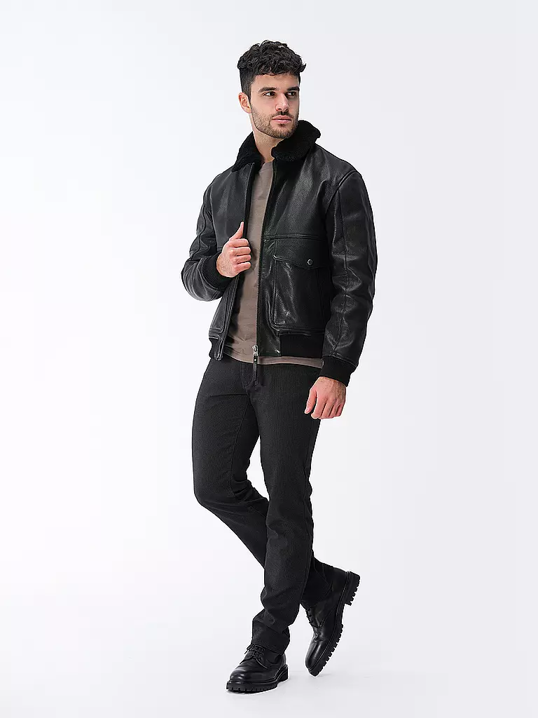 HUGO | Veste en cuir LADAMUS | schwarz