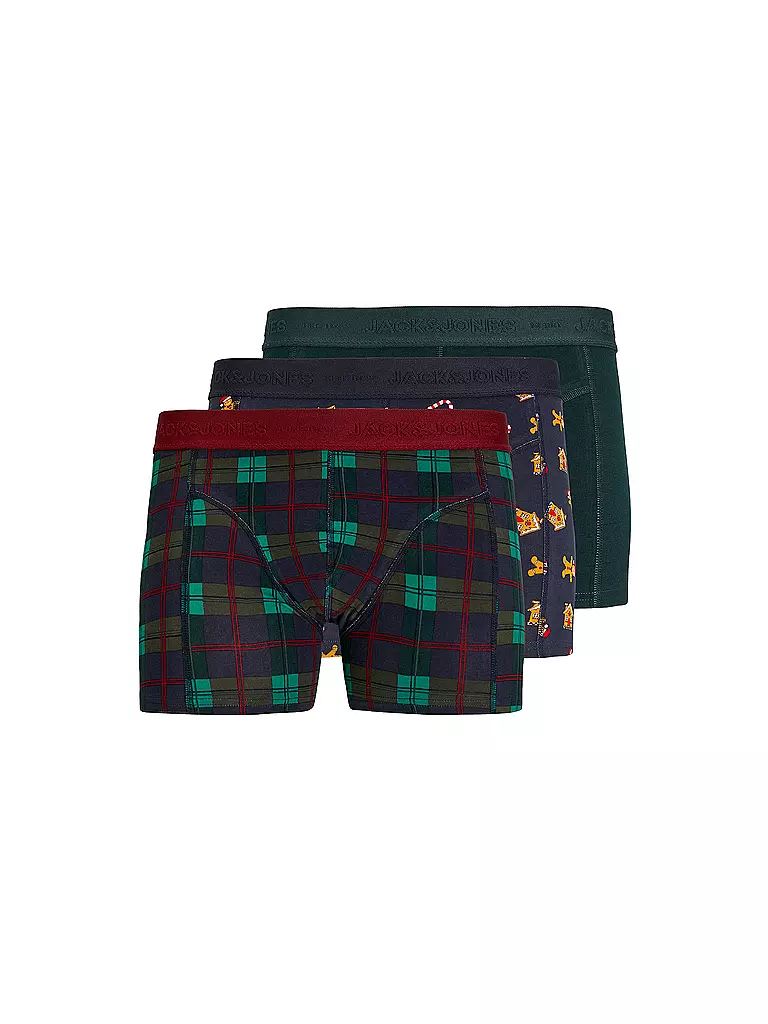 JACK & JONES | Boxershorts JACXMAS, lot de 3, scarab/rhubarb inkwell | dunkelrot