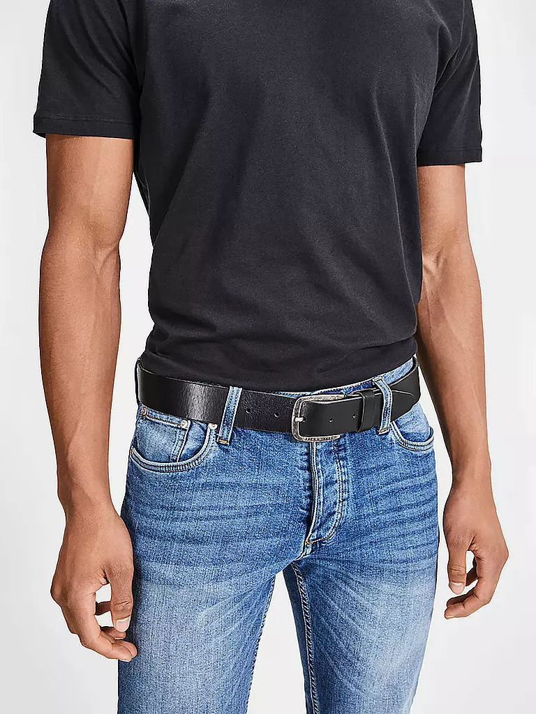 JACK & JONES | Ceinture en cuir " JJIPAUL " | schwarz