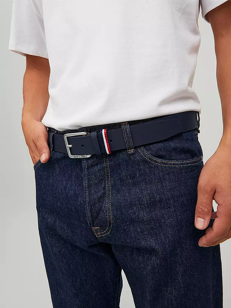 JACK & JONES | Ceinture en cuir JACESPO | Bleu foncé