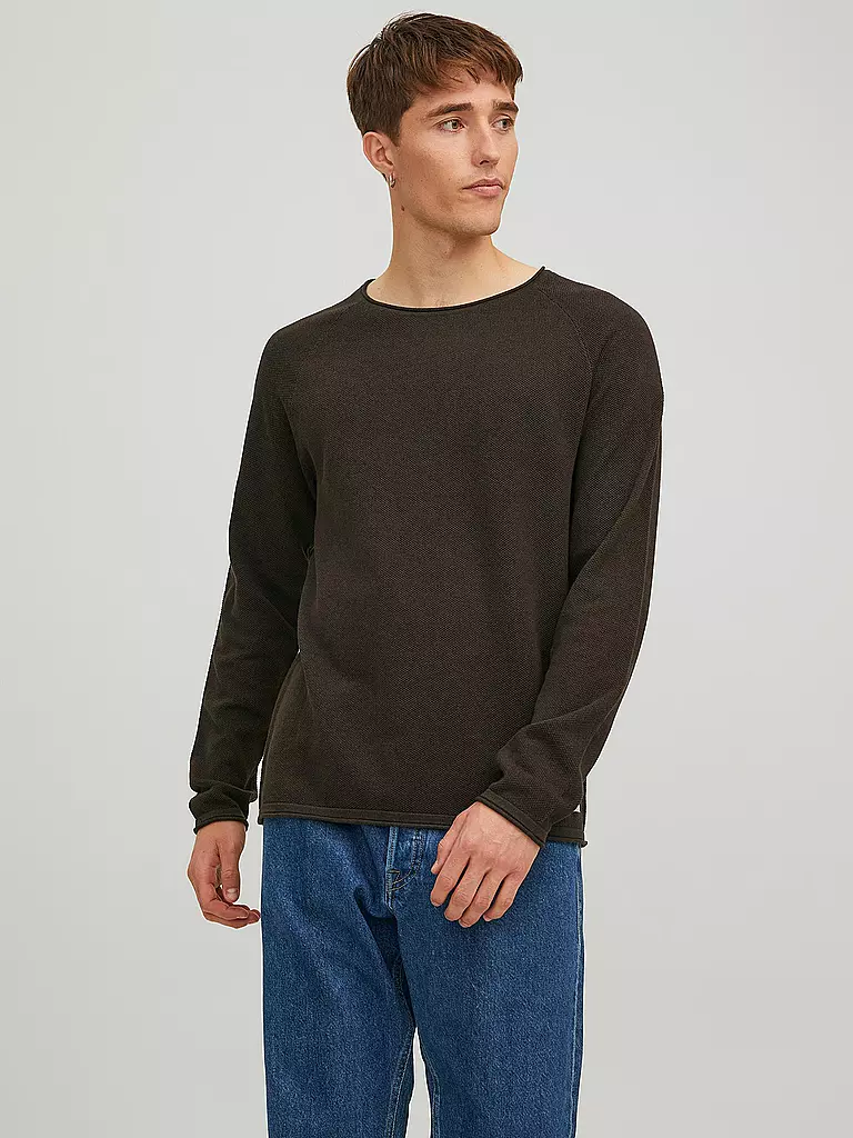 JACK & JONES | Pullover JJEHILL KNIT CREW | braun