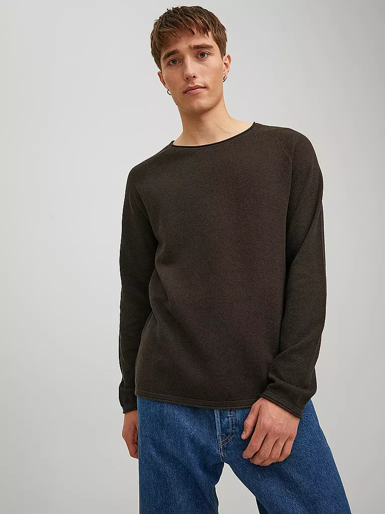 JACK & JONES | Pullover JJEHILL KNIT CREW | braun