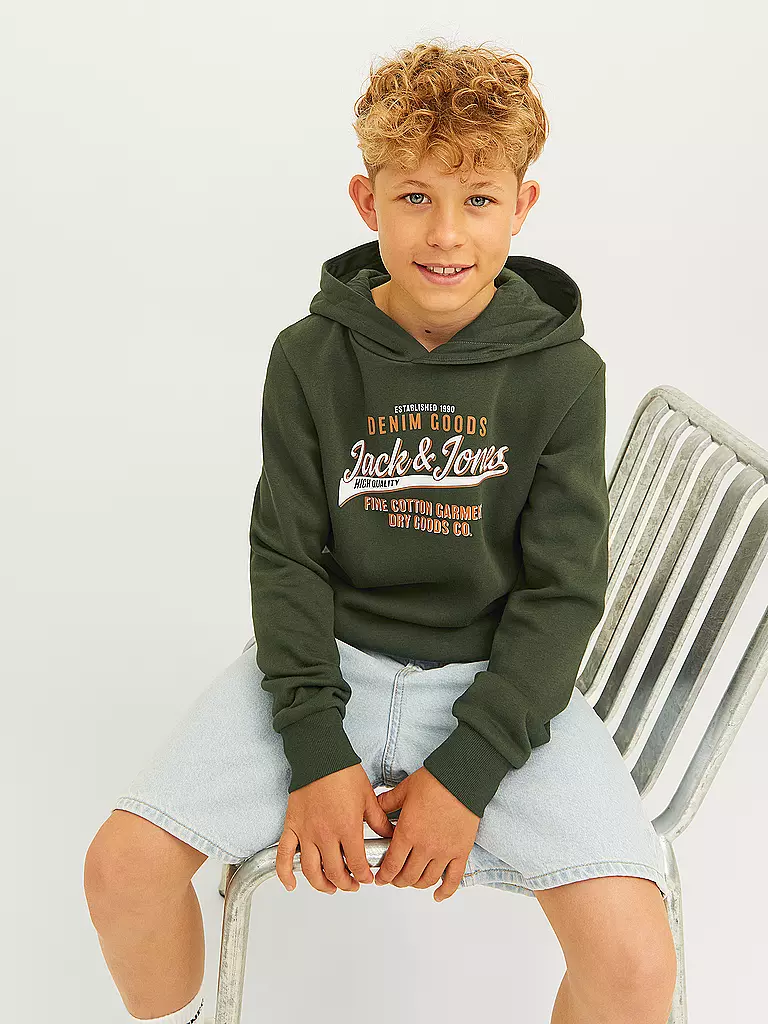 JACK & JONES | Sweat à capuche garçon - Hoodie JJELOGO | olive