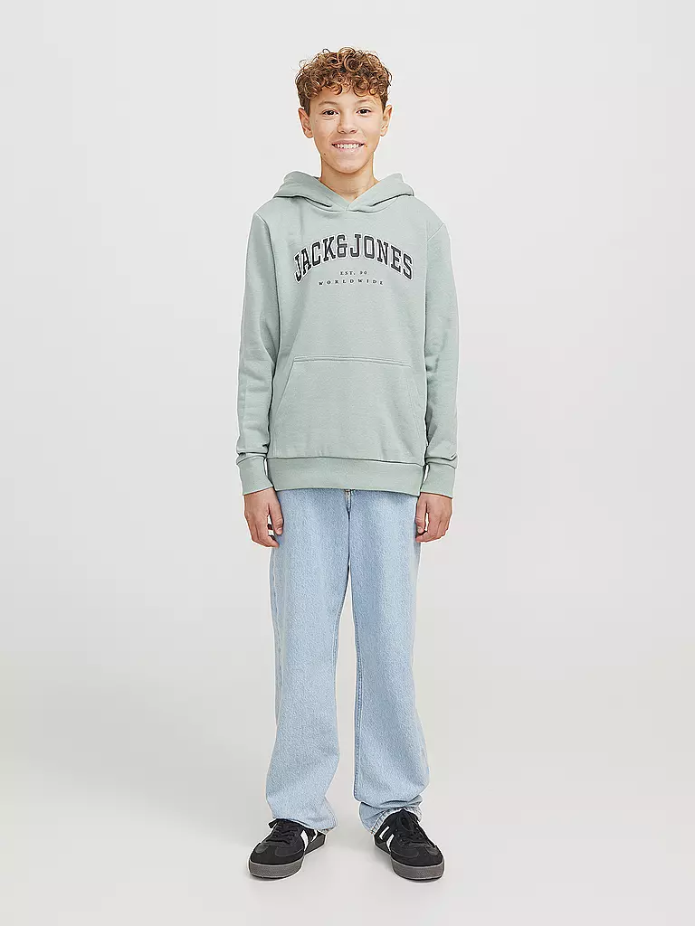 JACK & JONES | Sweat à capuche pour garçon - Hoodie JJECALEB | hellgrün