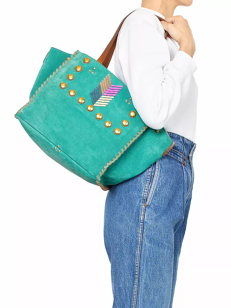 JEROME DREYFUSS | Ledertasche - Shopper LEON Medium | Turquoise