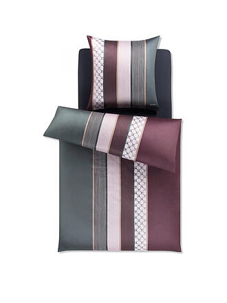 JOOP | Linge de lit en satin Cornflower Stripes 70x90cm / 140x220cm Deep Wine