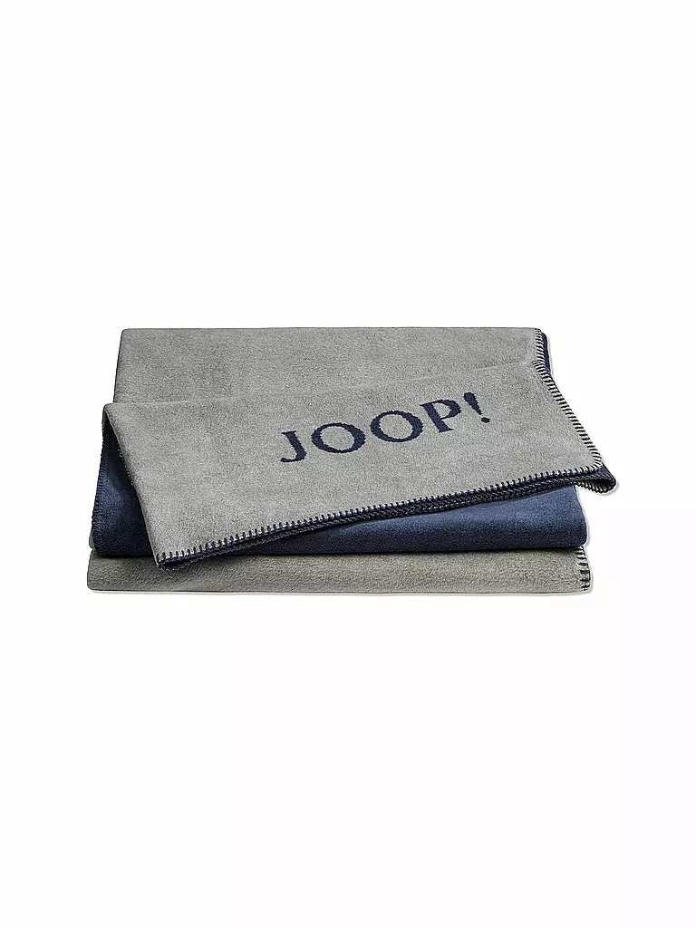 JOOP | Couverture d'intérieur - Plaid 150x200cm Uni Doubleface Argent/Marine | silber