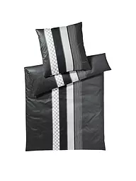JOOP | Satin-Bettwäsche "Cornflower Stripes" 70x90 / 140x200cm (Deep Coal) | Gris