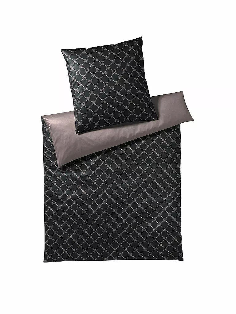JOOP | Linge de lit en satin "Double" 70x90cm / 140x200cm (Noir/Argent) | Noir