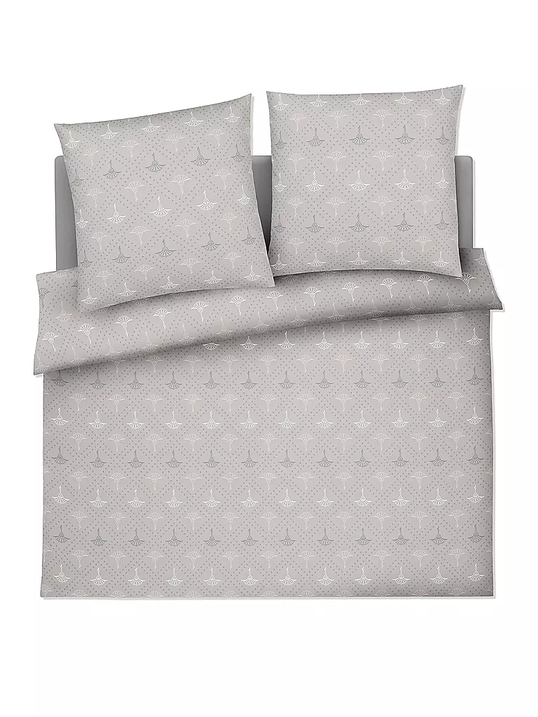 JOOP | Linge de lit en satin CORNFLOWER CHARM 2x 70x90cm/200x200cm Stone | Gris clair