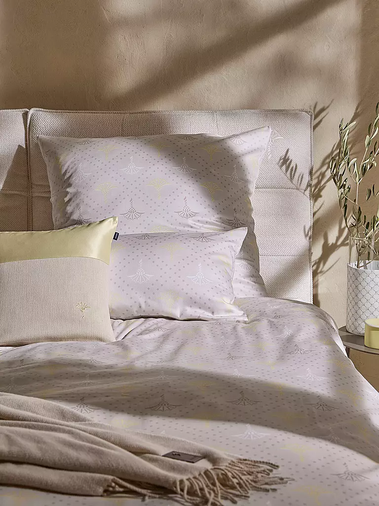 JOOP | Linge de lit en satin CORNFLOWER CHARM 2x 70x90cm/200x200cm Vanille | Crème