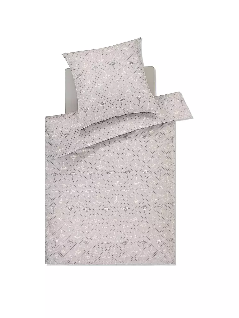 JOOP | Linge de lit en satin CORNFLOWER CHARM 70x90 / 140x220cm Stone | Gris clair
