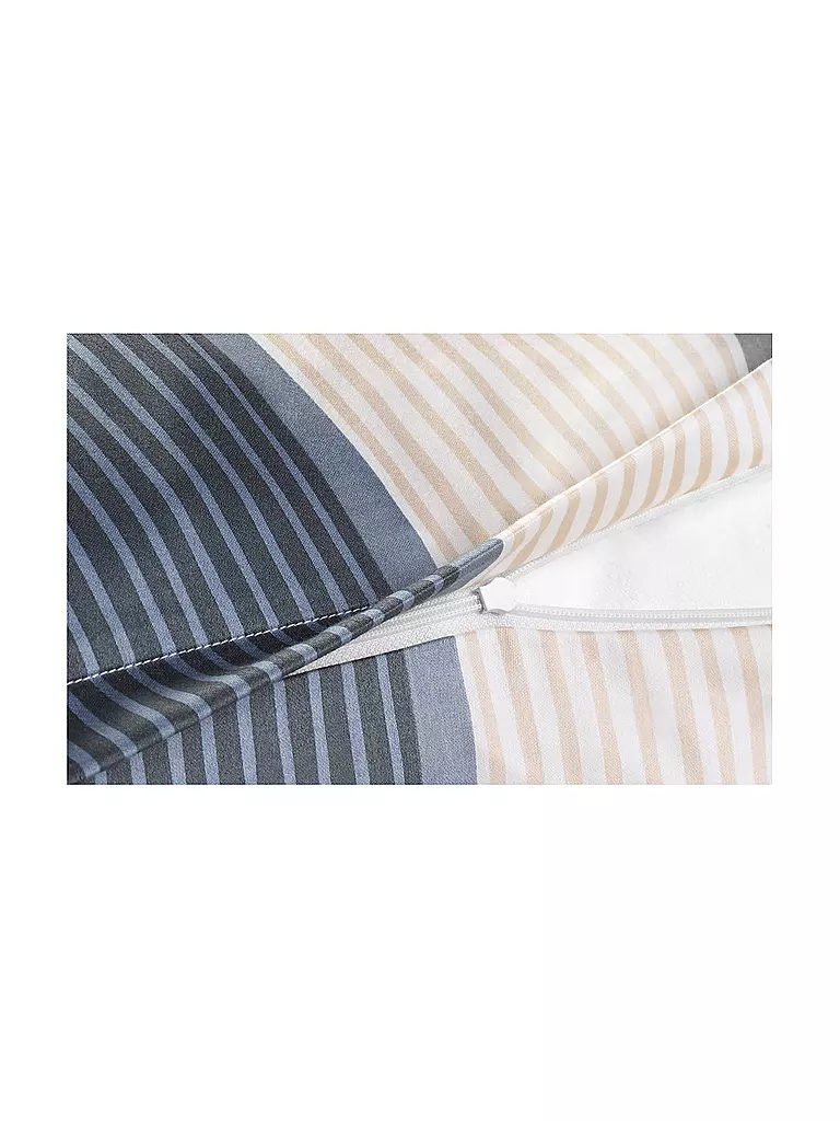 JOOP | Linge de lit en satin Cornflower Stripes 2 x 70x90cm / 200x200cm Deep Coal | grau