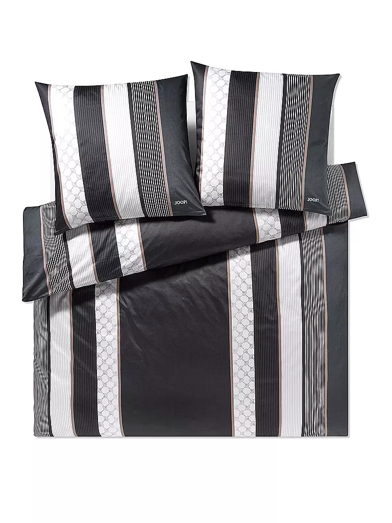 JOOP | Linge de lit en satin Cornflower Stripes 2 x 70x90cm / 200x200cm Deep Stone | Gris