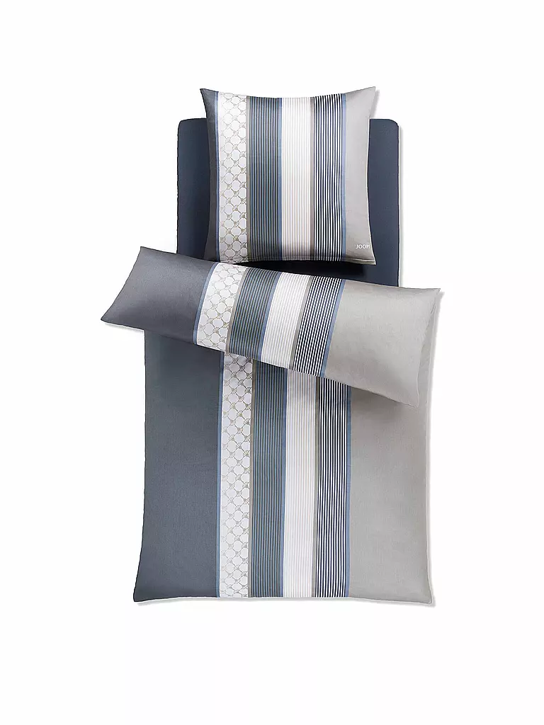 JOOP | Linge de lit en satin Cornflower Stripes 70x90cm / 140x220cm Deep Coal | Gris