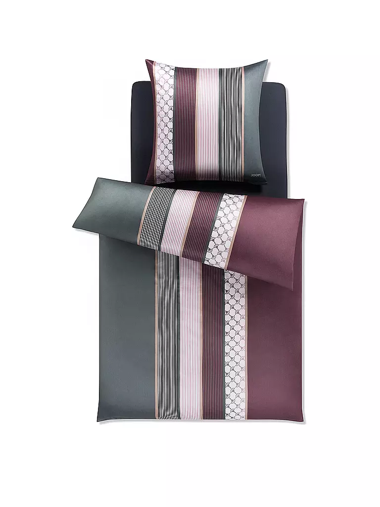 JOOP | Linge de lit en satin Cornflower Stripes 70x90cm / 140x220cm Deep Wine | Baie