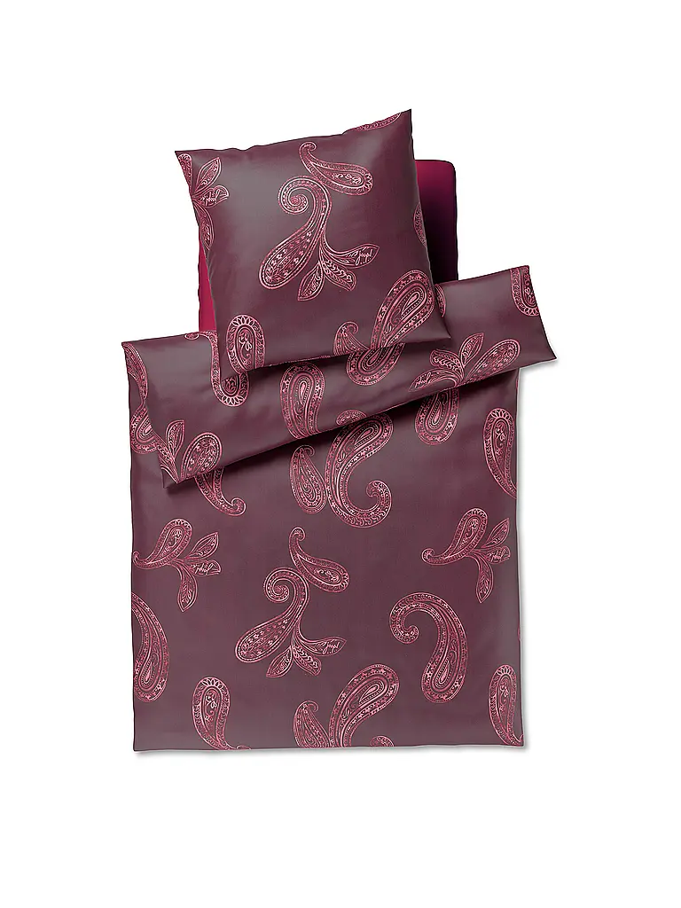 JOOP | Linge de lit en satin PAISLEY 70x90cm/140x200cm Rouge foncé | dunkelrot