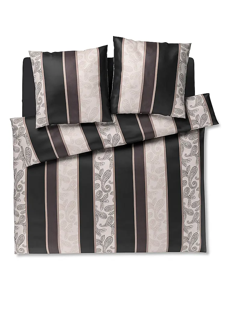 JOOP | Linge de lit en satin PAISLEY STRIPES 2x70x90cm/140x200cm Noir | schwarz